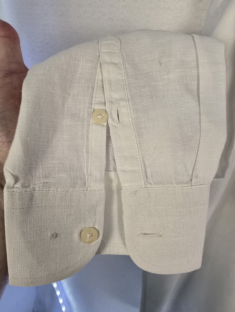Perry Ellis White L Sleeve Linen 3 Button Resortwear Shirt. Mens Sz XL - Picture 7 of 10